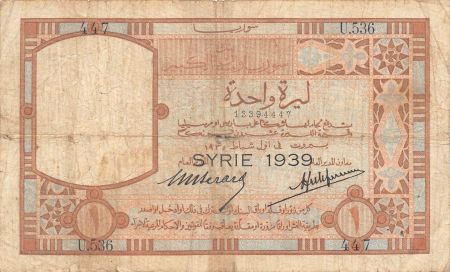 Syrie 1 Livre - Banque de Syrie et du Grand-Liban - 1939