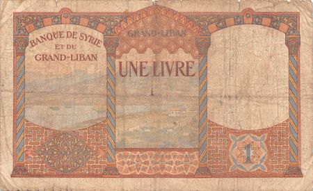 Syrie 1 Livre - Banque de Syrie et du Grand-Liban - Surcharge hybride - 1939