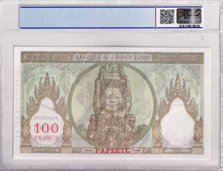 Tahiti 100 Francs - Ruines d\'Angkor - 1961 à 1965 - Spécimen - NEUF - PCGS 65 OPQ