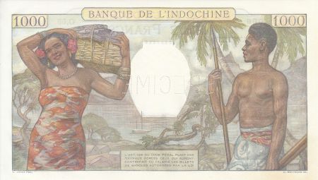 Tahiti 1000 Francs, Femme assise - Spécimen 1940 (1953)