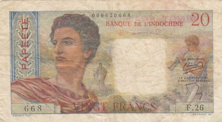 Tahiti 20 francs - Jeune berger - Série F.26 - 1954 - TTB