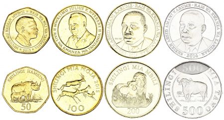 Tanzanie 50,100,200,500 Shilingi - Série de 4 Monnaies - 2014-2015 - SPL