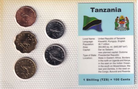 Tanzanie Série 5 monnaies Tanzanie - 1984 à 1992 - Sous folder