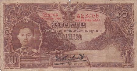 Thaïlande 10 Baht Roi Rama VII - Temple - 29-12-1934 - Série N.13 - Série N.4