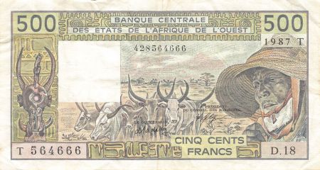 Togo BANQUE DES ETATS DE L\'AFRIQUE DE L\'OUEST  TOGO - 500 FRANCS 1987 - TB+