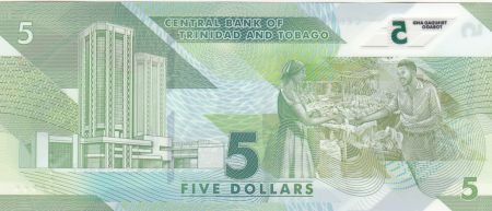 Trinidad et Tobago 5 Dollars - Oiseaux - Immeuble - 2020 - W.64a