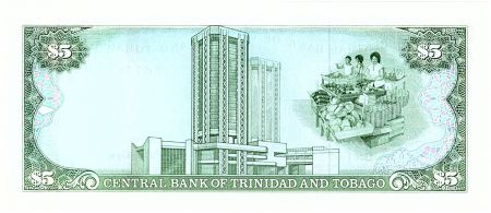 Trinidad et Tobago 5 Dollars, Oiseaux - Immeuble - 1985 - Neuf  - P.37 c