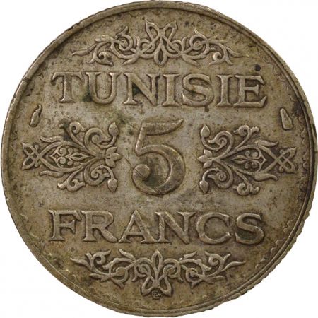 Tunisie Ahmed II - 5 Francs Argent, Protectorat Français - 1353 AH Paris