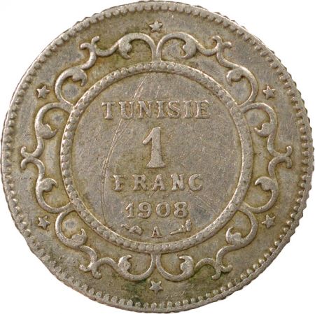 Tunisie Naceur Bey - 1 Franc Argent, Protectorat Français - 1326 AH Paris