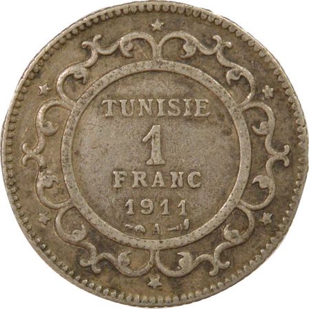 Tunisie Naceur Bey - 1 Franc Argent, Protectorat Français - 1329 AH Paris