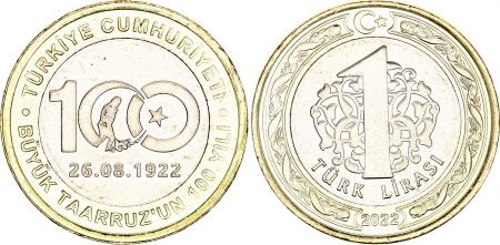 Turquie 1 Lira - 100e anniversaire de la grande offensive - 2022