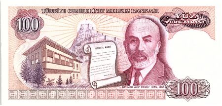 Turquie 100 Lira, Président  Ataturk - Fort d\'Ankara - 1984 - P. 194 a