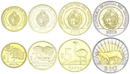 Uruguay 1,2,5,10 Pesos - Série de 4 Monnaies - 2015-2024 - SPL