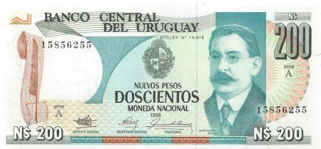 Uruguay 200 Nuevos Pesos - Uruguay - José Enrique Rodó -1986