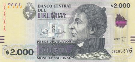 Uruguay 2000 Pesos - Urugayos - Damaso Antonio Larragna - Bibliothèque National - 2020 (2021) - Série C