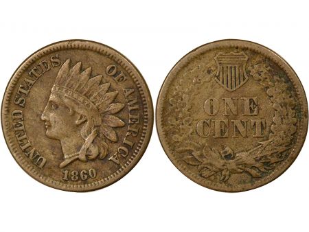 USA  Cent, Tête d\'Indien - 1860 Philadelphie