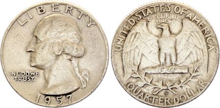 USA 1/4 Dollar Washington - 1957 - D Denver - Argent