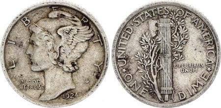 USA 1 Dime Mercury - 1924 - Argent