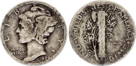 USA 1 Dime Mercury - 1929 - Argent