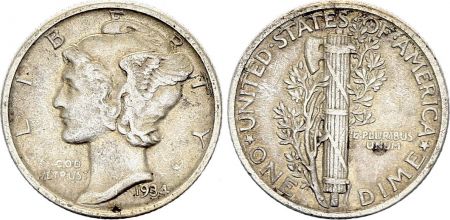 USA 1 Dime Mercury - 1934 - Argent