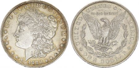 USA 1 Dollar - Morgan - Aigle - 1880 - Philadelphie - Argent