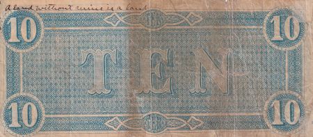 USA 10 Dollars Confederate States - 1864