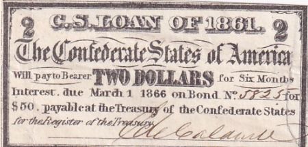 USA 2 Dollars - Confédérate States - CS loan of 1861 - 1866