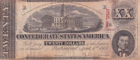 USA 20 Dollars The Confederate States of America - 1863 - Série 114404