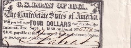 USA 4 Dollars - Confédérate States - CS loan of 1861 - 1869