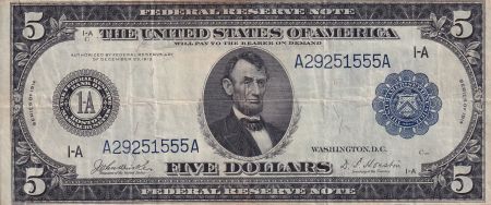 USA 5 Dollars Lincoln - 1-A Boston - 1914 - Série A29251555A