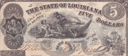 USA 5 Dollars State of Louisiana - Baton rouge - 1862 n° 528