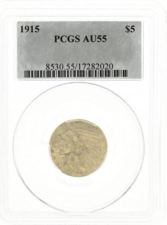 USA 5 Dollars Tête Indien - Aigle 1915 - PCGS AU55