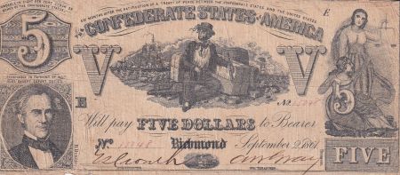 USA 5 Dollars The Confederate States of America - 1861 - Série 15048