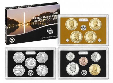 USA BU.2015 14 Pièces, Coffret Proof BE Argent 2015 - 14 pièces BU.2015 14 Pièces, Silver San Francisco