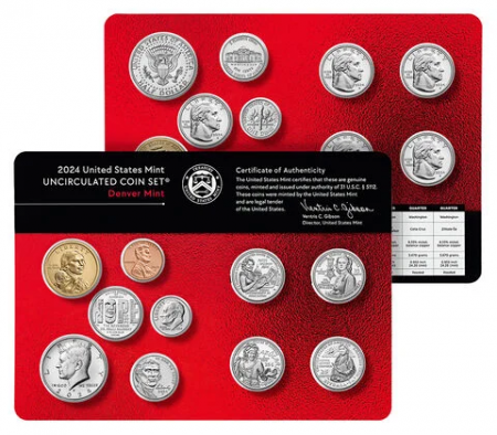 USA Coffret FDC.2024 20 pièces - P Philadelphie et D Denver