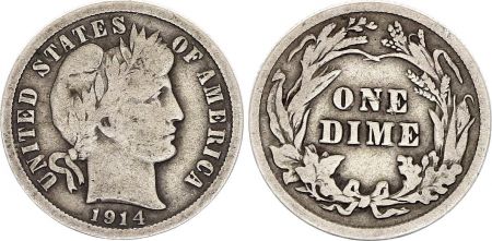 USA Dime Barber - 1914 - Argent