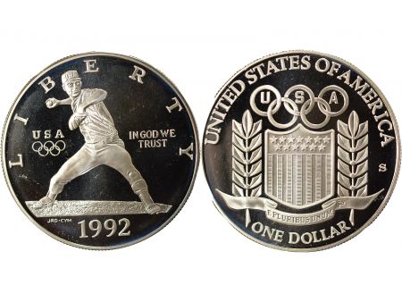 USA Dollar Argent, Olympiades, Baseball - 1992 S San Francisco BE