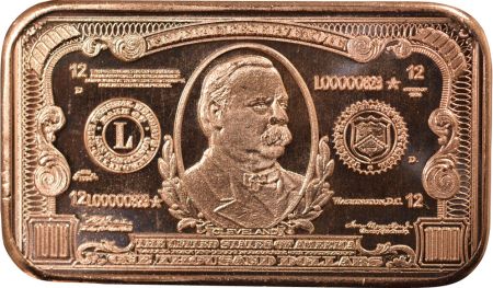 USA Lingot 1 000$ Grover Cleveland - 1 Once Cuivre