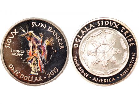 USA Once Argent, Dollar Colorisé, Sioux / Sun Dancer - 2015