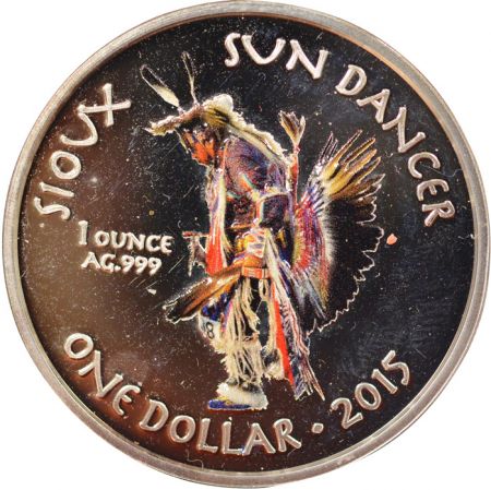 USA Once Argent, Dollar Colorisé, Sioux / Sun Dancer - 2015