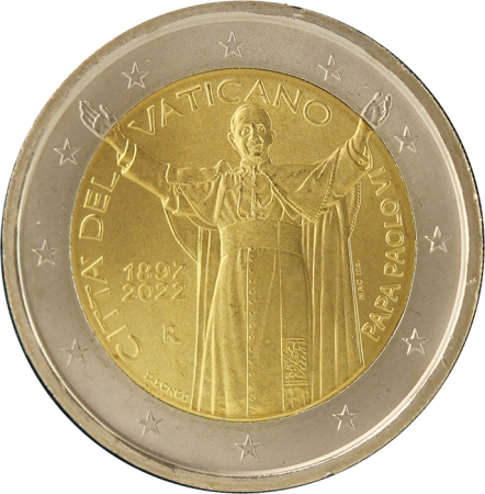 Vatican 2 Euros Commémo. BU Vatican 2022 - 125e Anniversaire de la naissance du Pape Paul VI