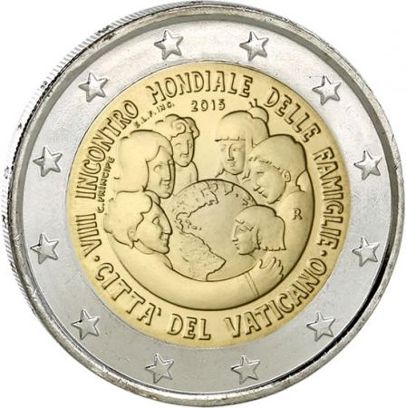 Vatican 2 Euros Commémo. VATICAN 2015 - Rencontre mondiale des familles