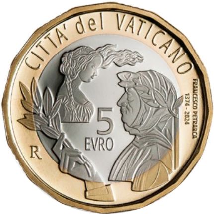 Vatican 5 Euros BE Bimétallique 2024 - Pétrarque