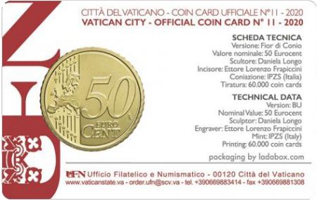 Vatican 50 centimes 2020 - Coincard n°11