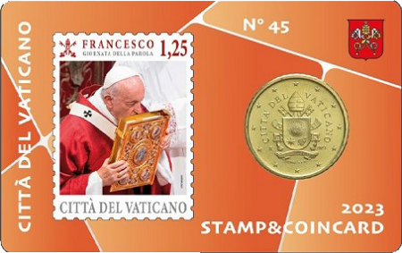 Vatican 50 centimes 2023 - Coincard n°45 + Timbre