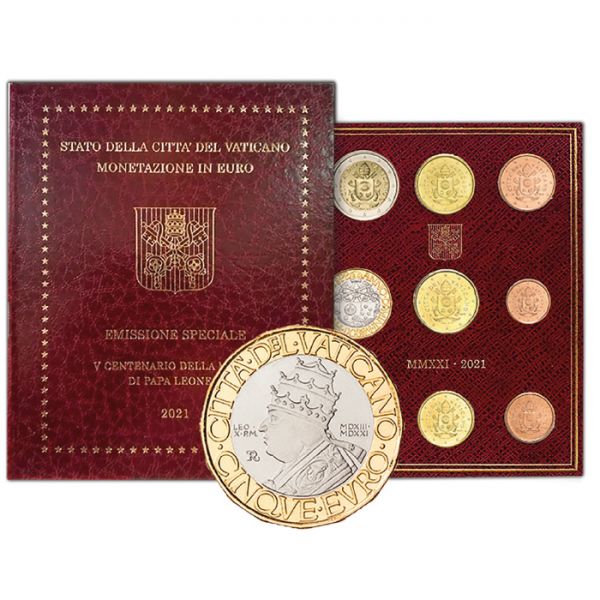 Coffret BU Euro Incluant La 5 Euros 2021 VATICAN 500 Ans De La Mort