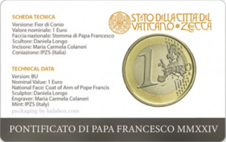 Vatican Coincard n°3 - Pape François - 1 Euro 2024 - SOUS BLISTER