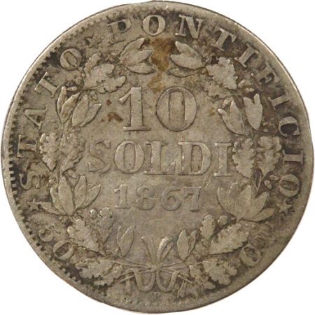 Vatican Pie IX - 10 Soldi Argent - 1867 An XXII R Rome