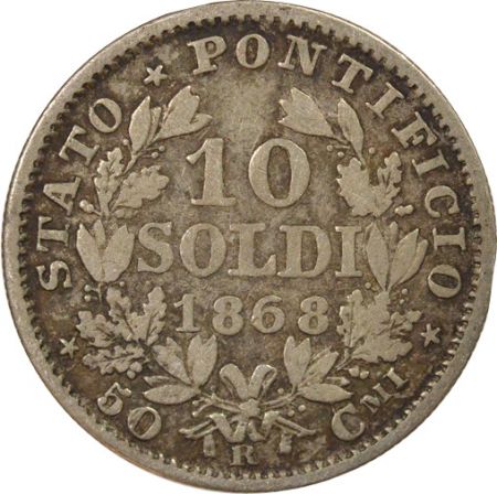 Vatican Pie IX - 10 Soldi Argent - 1868 An XXIII R Rome