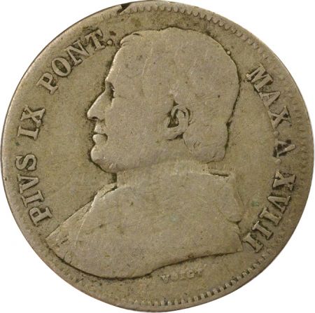 Vatican Pie IX - 20 Baiocchi Argent - 1863 An XVIIII R Rome